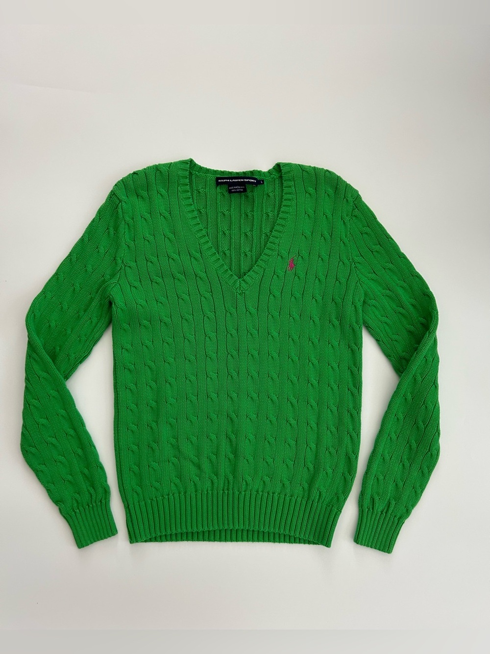 Vintage Ralph Lauren Sport Cable Knit V Neck Sweater
Green
Pink Pony
Hong Kong
L - Picture 2 of 10